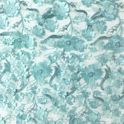 Qualität  Beautiful viable elegant blue flower pattern mesh 3d laser lace embroidery fabric for women dress usine