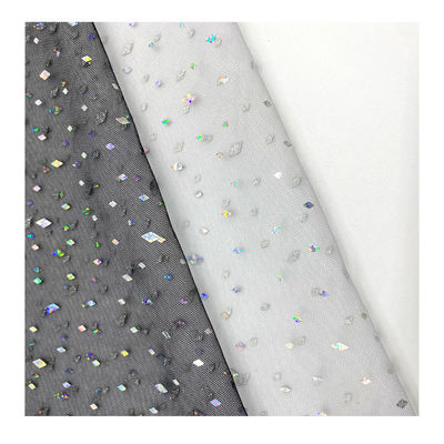 Qualität  Breathable Sequin Fabric White Bridal Mesh Sequin Tulle Sparkle Net Fabric For Dress 100% Nylon usine